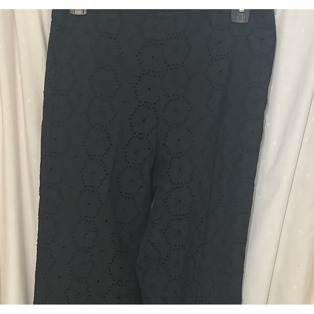 WilliSmith Black Eyelet Wide-Leg Pants